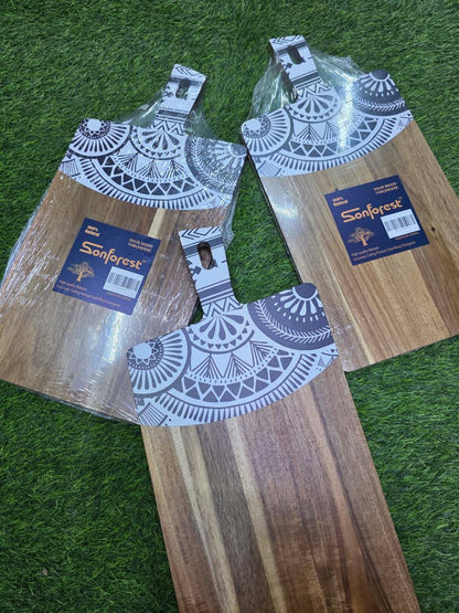 New Rectangular Acacia wood Cutting Board with Natural Custom Pattern Stiching