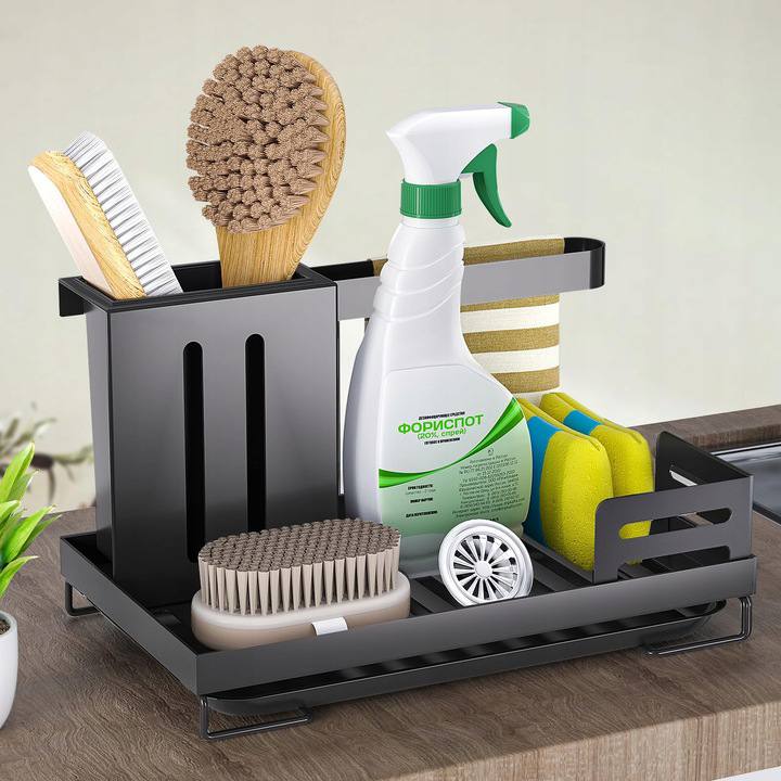 Carbon steel rust proof steel kitchen sink organizer caddy