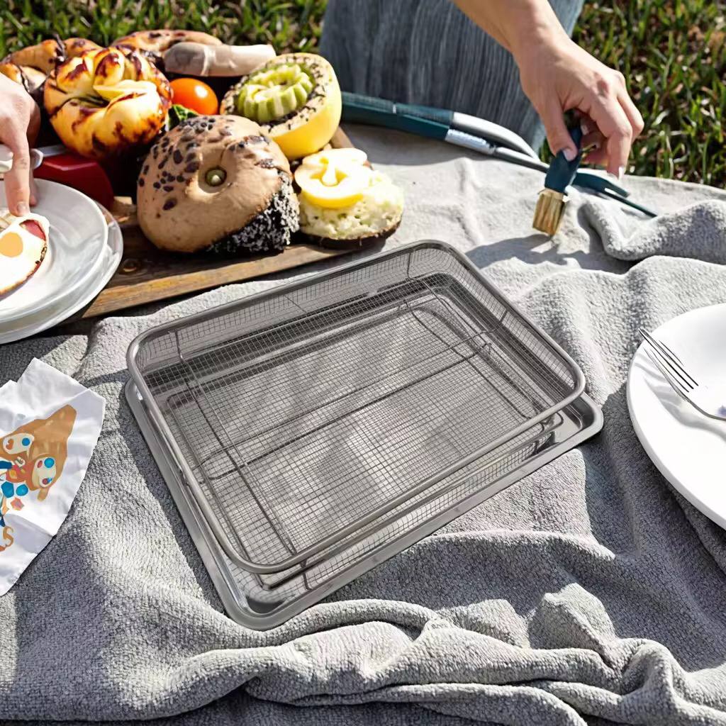 Heat resistant stainless steel French fries basket + tray