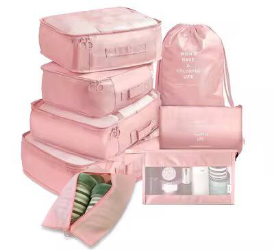 8pcs Luggage Travel Organizers For Suitcase With Toiletry Case