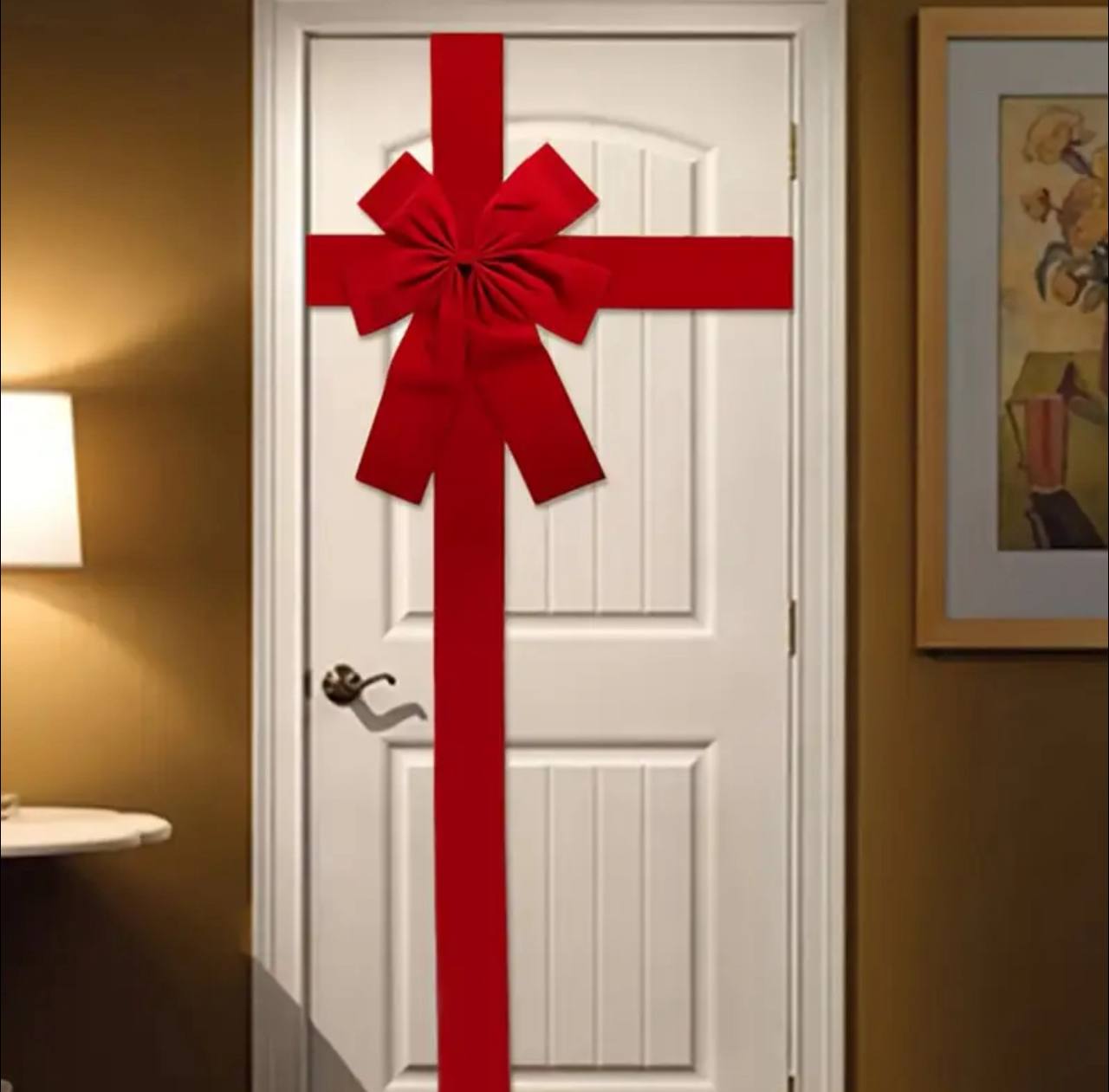 8 Pcs Christmas  Ribbons Bows Red Large Christmas Door Ribbon Cabinet Bows for Gifts Xmas