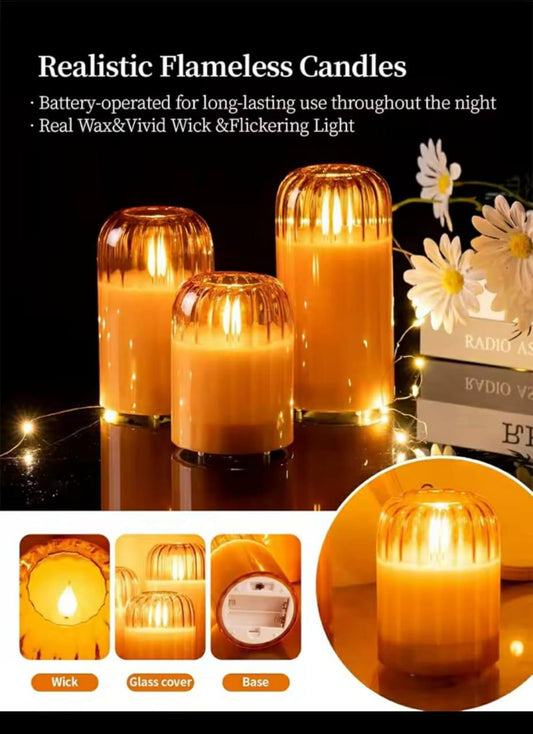 3 in 1  Advanced  Glass LED  decor lighting candle