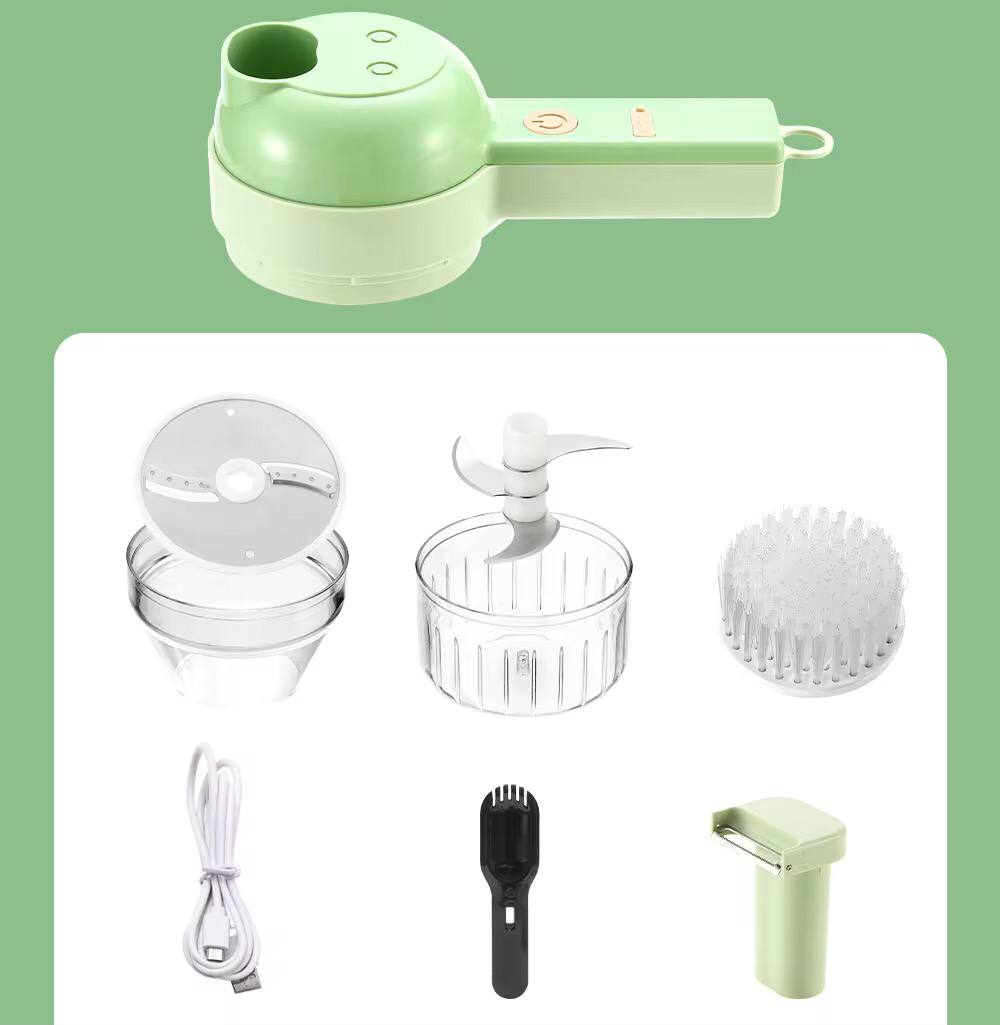 4in1 Handheld Electric vegetable cutter set with brush