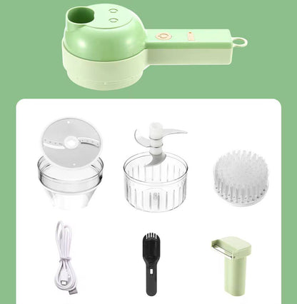 4in1 Handheld Electric vegetable cutter set with brush