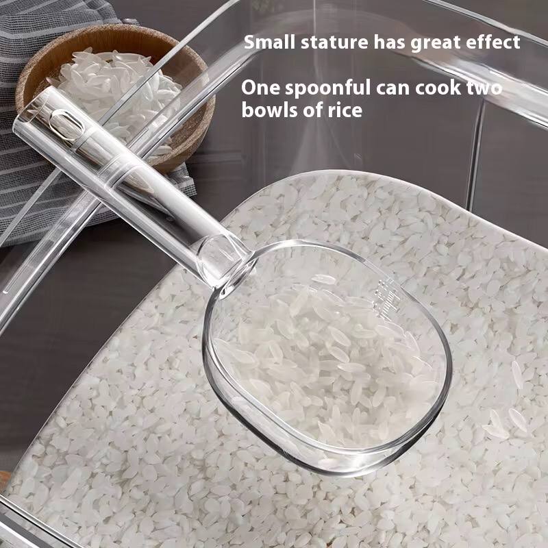 Acrylic  scoop with a long handle and clearly marked measurements