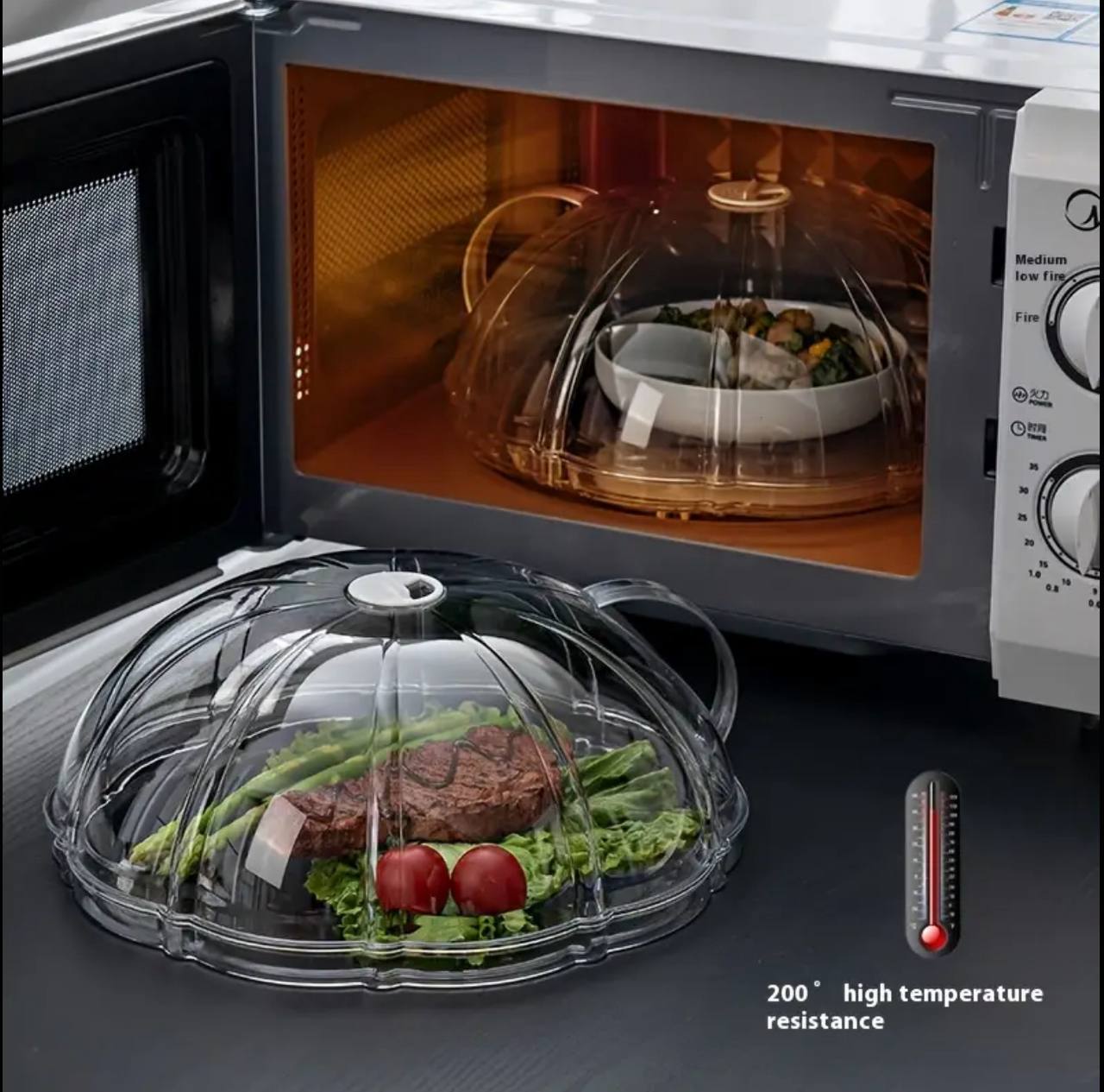 Microwave Splatter Cover with transparent base plate
