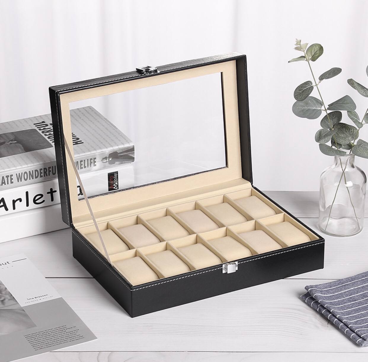 6 slots leather watch organizer