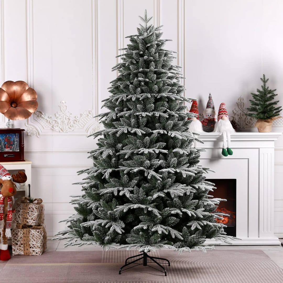 Encrypted PE&PVC  Snowflake High quality Snow Flocked Premium Spruce Hinged Christmas Tree,Leaf Dense  Tree