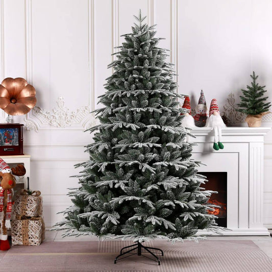 Encrypted PE&PVC  Snowflake High quality Snow Flocked Premium Spruce Hinged Christmas Tree,Leaf Dense  Tree