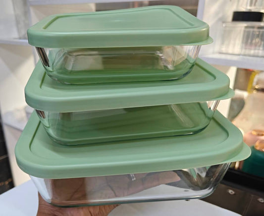 3pcs Food grade glass lunch box