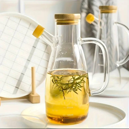 1000ml Glass Oil Bottle with Bamboo Lid