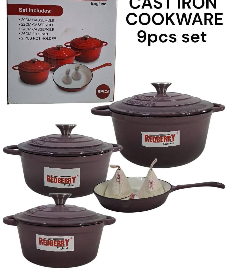 9pcs Enamel Cast iron cooking pots