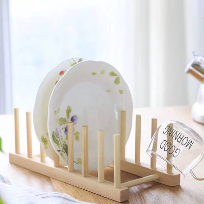 6 Slots Bamboo Plate Holder