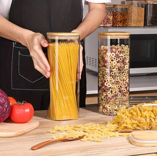 Rectangular shape glass spaghetti jar