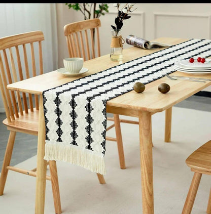 High quality Wider Boho woven  table runner/bed runner with tassels.