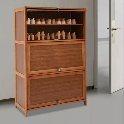 Flip side Bamboo shoe cabinet/storage shelf