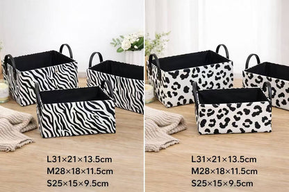 3-Piece Stylish Zebra & Cow Print Storage Baskets