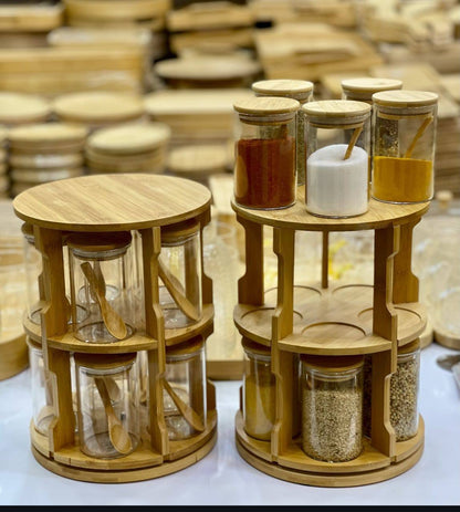 360 Degree Rotating Tabletop 
Rotating Spice Bamboo Tabletop Rack