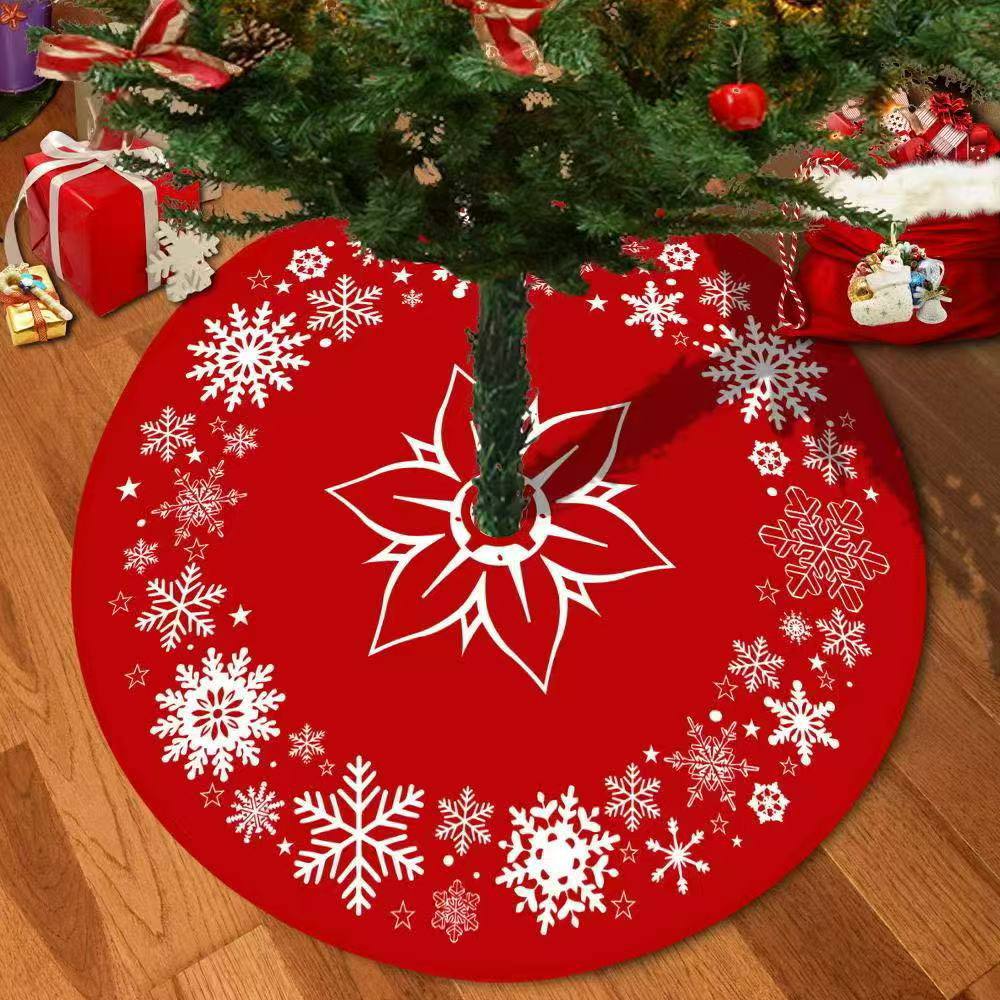 Christmas Tree Skirt Red Christmas Tree Foot Cover Santa Claus Snowflake Christmas Tree Carpet Base Mat Decorations