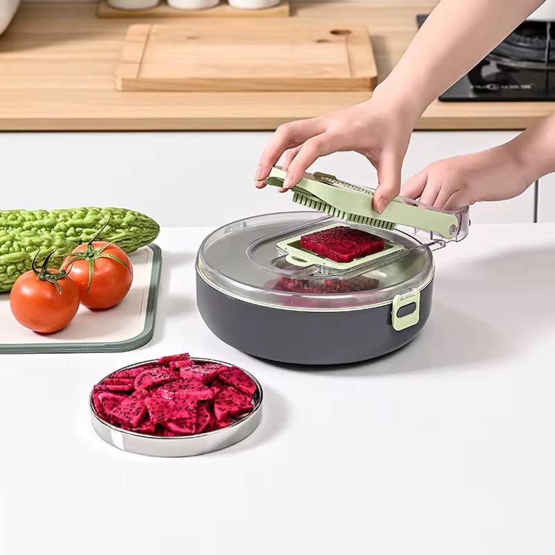 9in1 functions vegetable cutter Round bowl  Dice,shred &slice