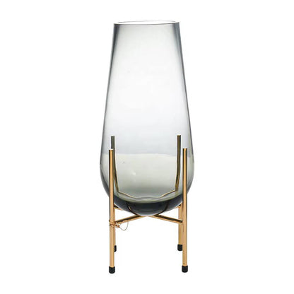 Nordic Modern Creative  Glass Vase With Metallic Stand
