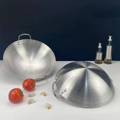 Thickened heavy gauge aluminum two  sided-handle wok frying pan