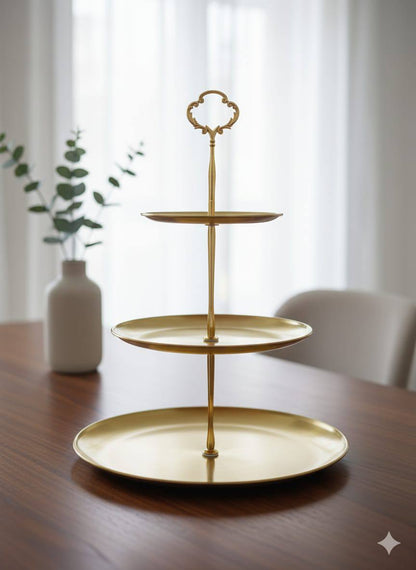 Gold steel cake stand 3layer