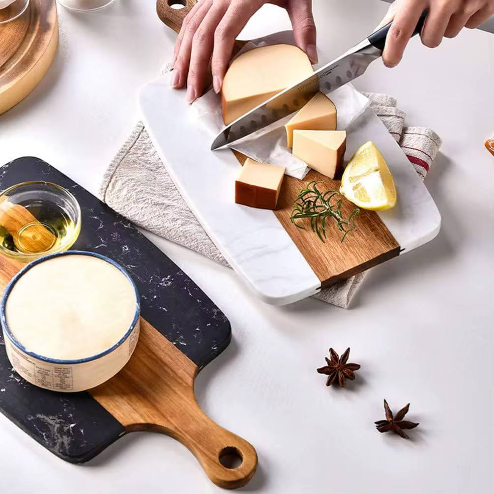 New Rectangular Acacia wood Cutting Board with Natural Marble Stiching.