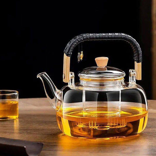 High Borosilicate glass tea/Coffee pot with double glass filter infuser