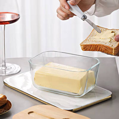 transparent Glass butter dish*