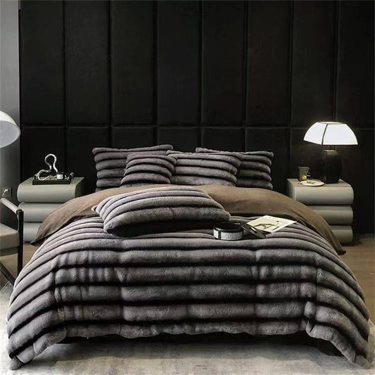 MINK FUR STRIPED DUVET