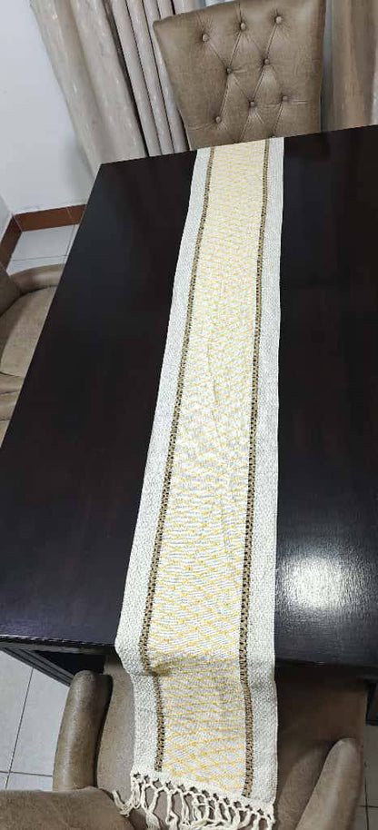 Big size high quality Boho woven  table runner/bed runner with tassels.