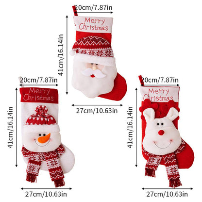 1pc Large Santa Snowman Elk Stockings Knitted Decorations Fireplace Xmas Tree Hanging Stocking for Family New Year Party Home Decor