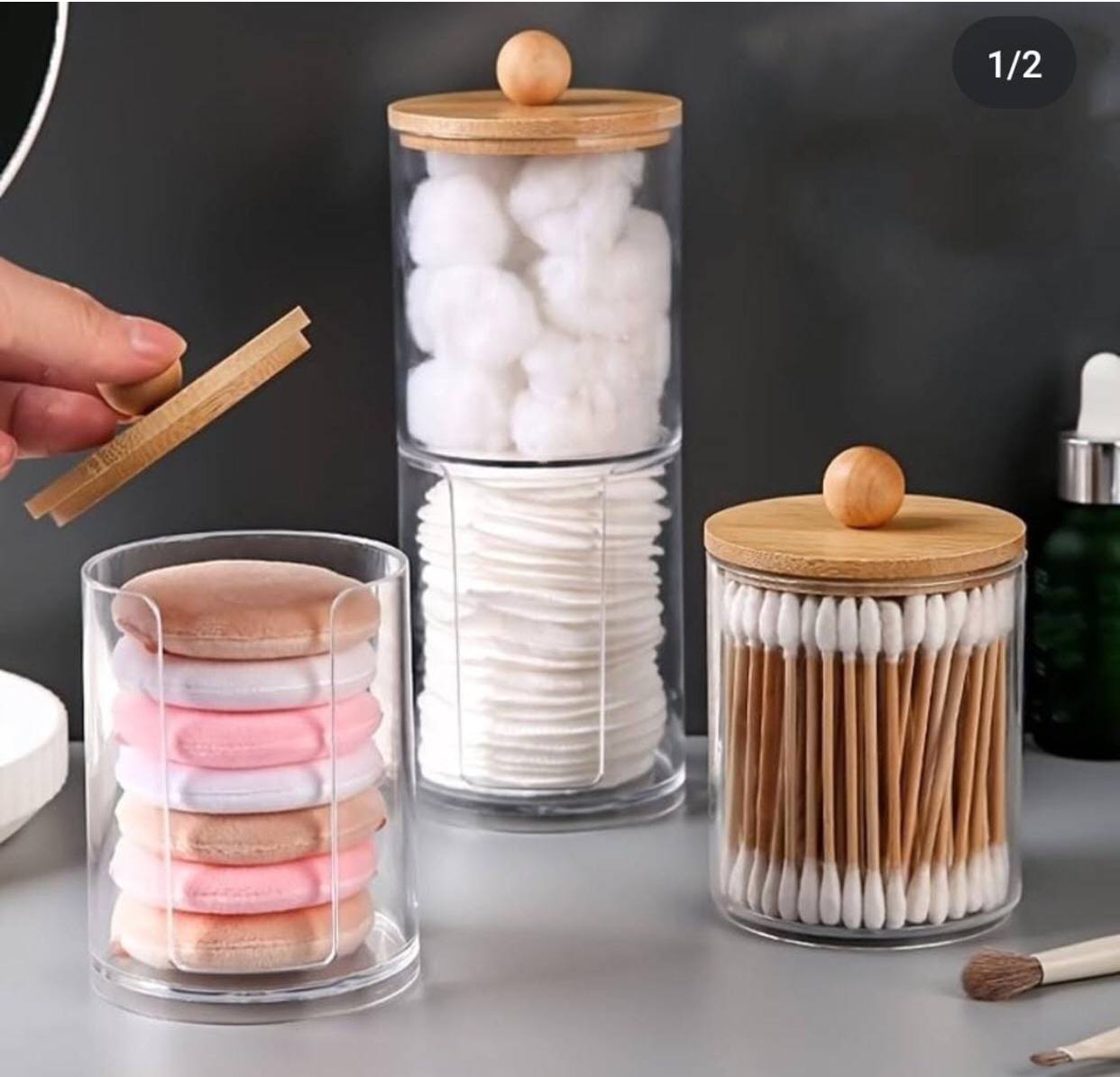 2pc cotton pad holder jars