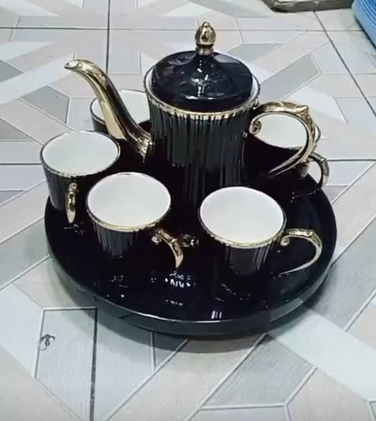 8pcs set ceramic Tea/Coffee sets with rotary trays