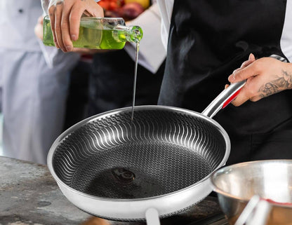 28cm Non-Stick Honeycomb Stainless Steel Frying Pan, 10 Inch