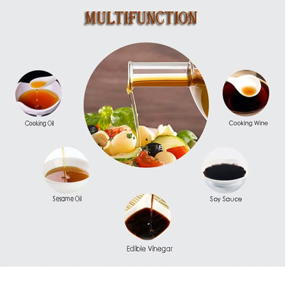 High quality 2in1 cruet twisted oil and vinegar with bamboo  lids dispenser