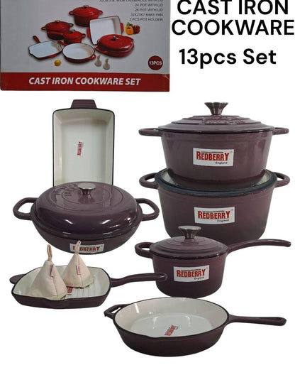 13pcs Enamel Cast iron cooking pots