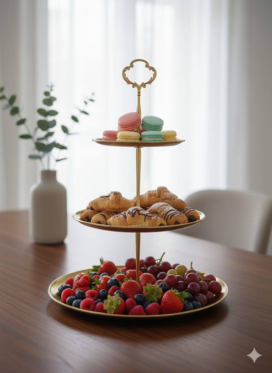 Gold steel cake stand 3layer