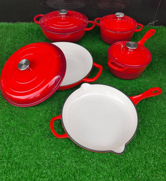9pcs Enamel Cast iron cooking pots
