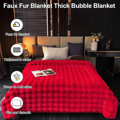Christmas Red Soft Bubble Winter Throw Blanket