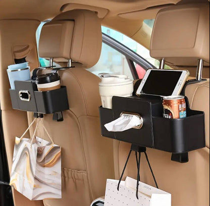 Multifunctional car seat backrest storage box