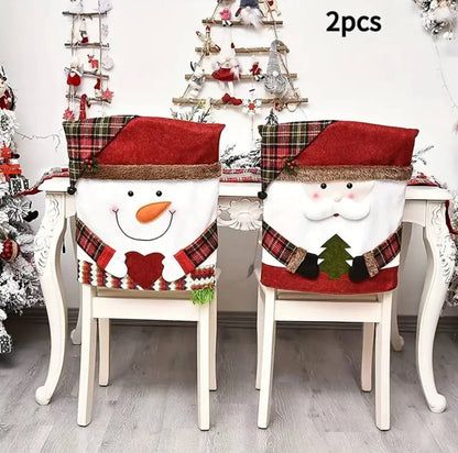 Christmas chair cover for dining room  Dinner chair back covers for Christmas decorations