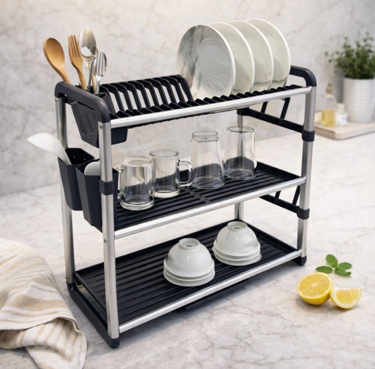 Premium Quality 3Tier Aluminium Dish Drainer