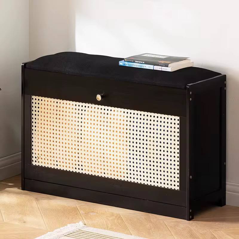 Wooden stool with bucket flip  shoe cabinet