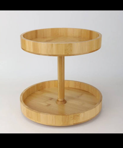 New Bamboo Double layer Rotating kitchen Seasoning storage Rack wood.