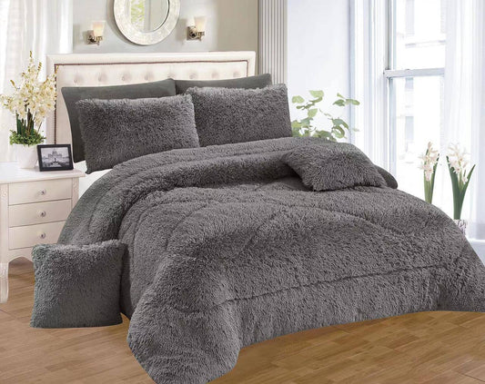 6pc Luxury Designs Velvet plush Fluffy Duvet set