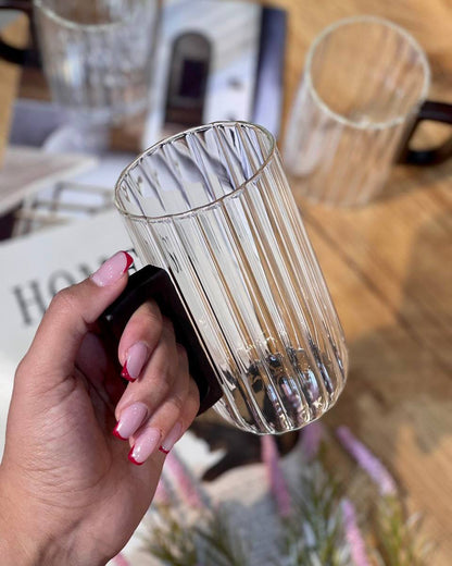 350ml Unique Elegant Glass Mugs.
High Borosilicate Tea/Coffee Cup glass with walnut wooden Handle.
Heat resistance.