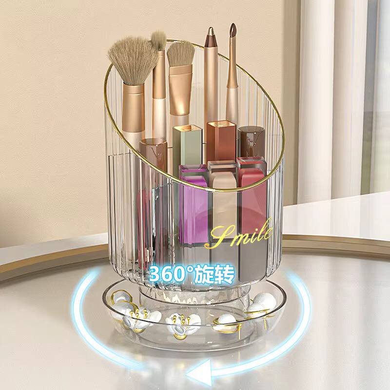 Rotating makeup brush holder
