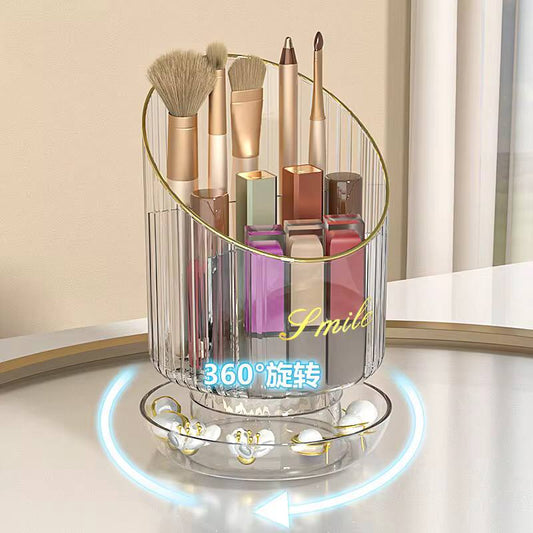Rotating makeup brush holder